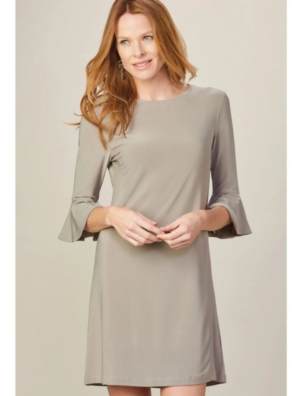 Charlie Paige Wrinkle Free Travel Easy Care Tunic Dress Flare 3/4 Sleeve Sz S